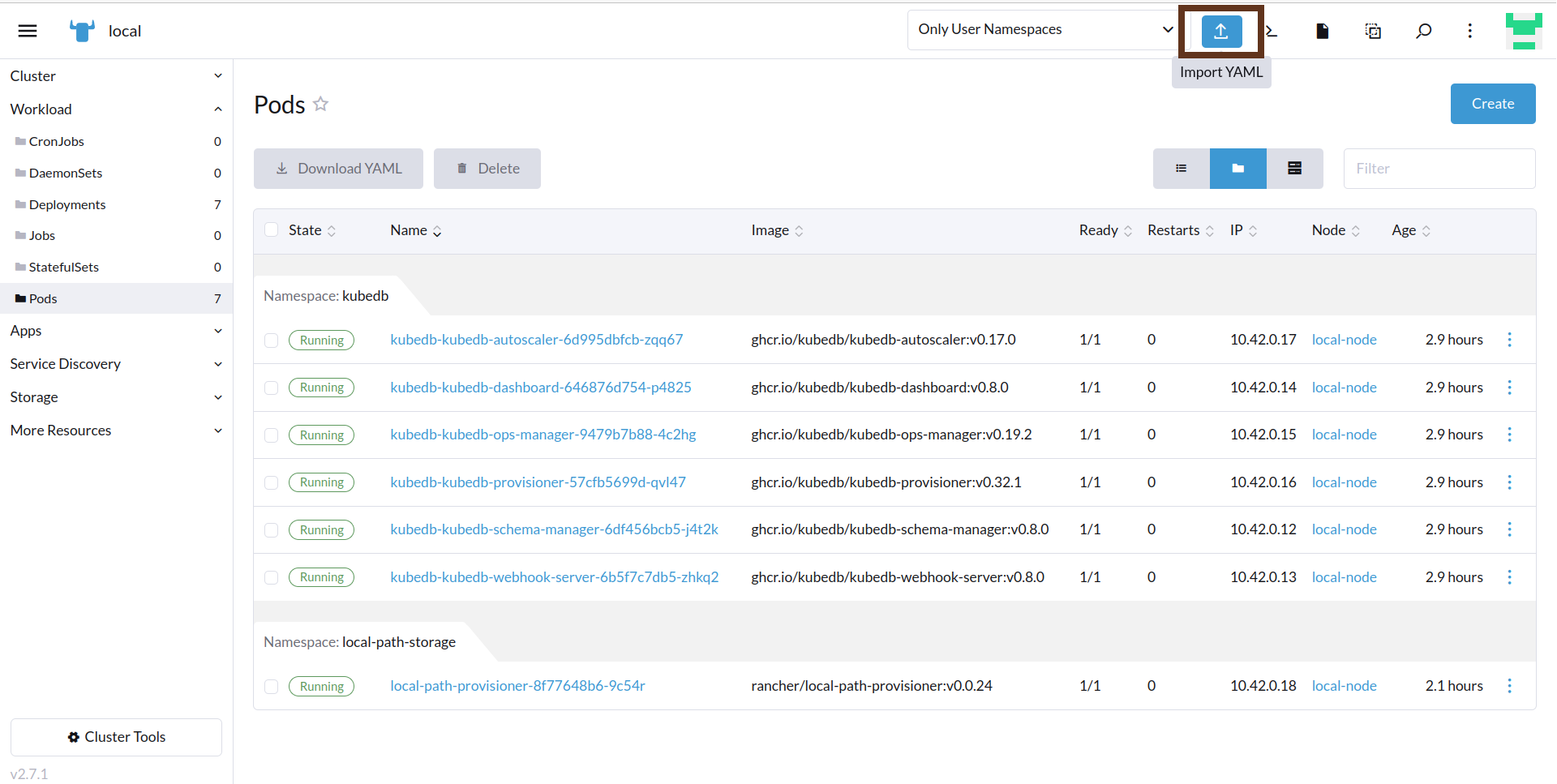 import mariadb yaml