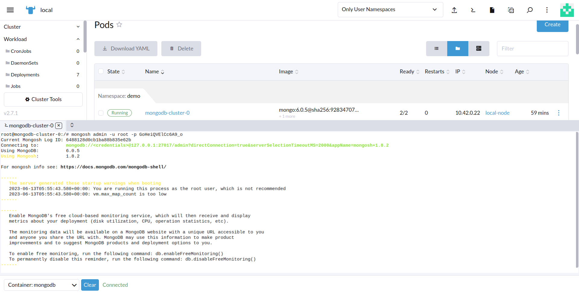 connect to mongodb database